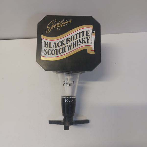 Black bottle whiskey spirit measure optic