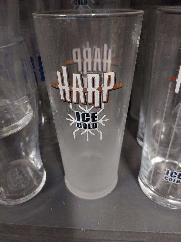 Harp ice frosted pint glass