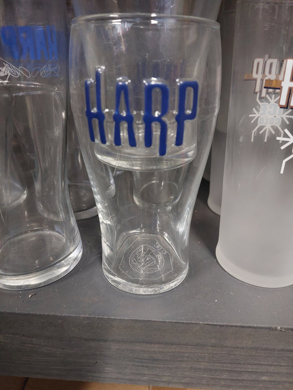 Harp embossed pint glass