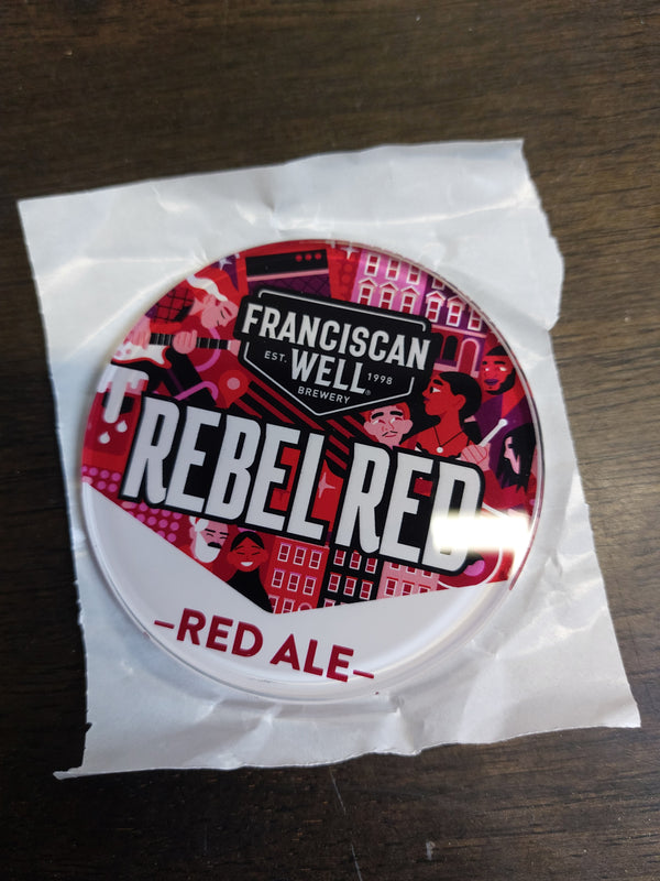 Franciscanwell rebel red round badge
