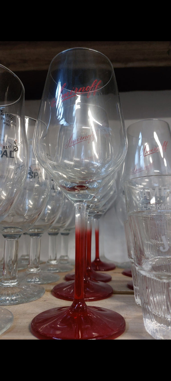 6 Smirnoff stemmed glass