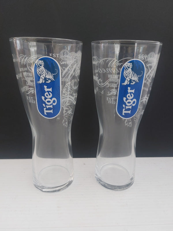 X 2 tiger beer pint glasses