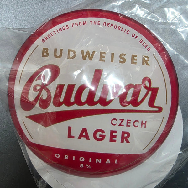 BUDWEISER BUDVAR CZECH LAGER ROUND BEER BADGE