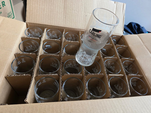 BOX OF 24 CARLING HALF PINT GLASSES