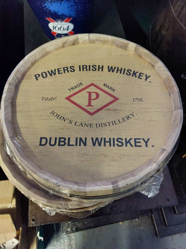Powers barrel end sign