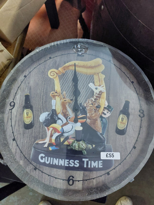 Guinness time barrel end clock