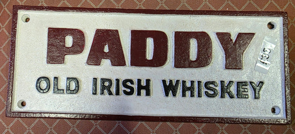 PADDY OLD IRISH WHISKEY CAST IRON SIGN