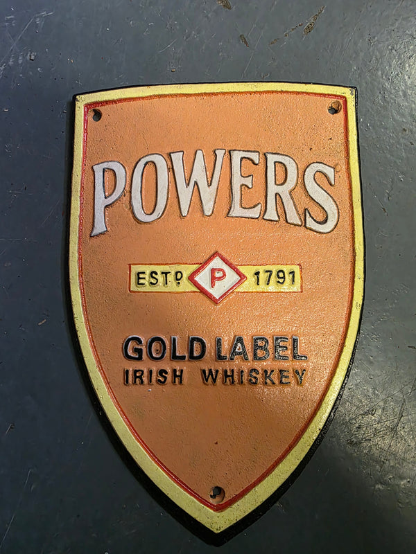 POWERS IRISH WHISKEY CAST IRON SIGN