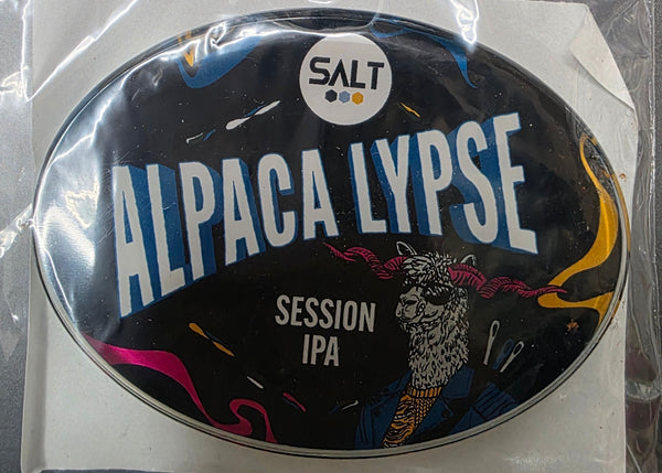 ALPACA LYPSE OVAL BEER BADGE