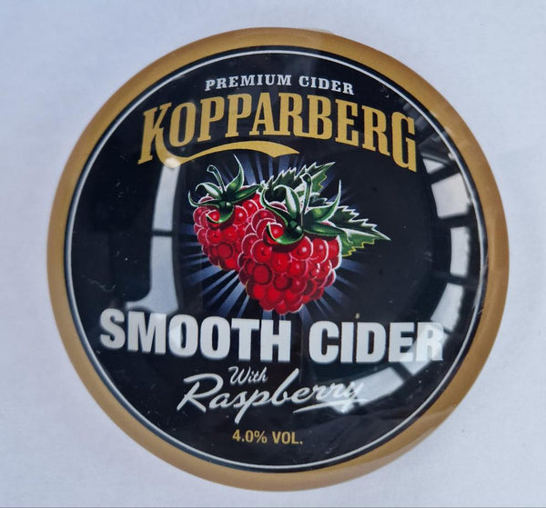 KOPPARBERG SMOOTH CIDER WITH RASPBERRY ROUND FONT BADGE